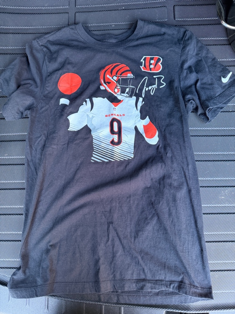 Nike Black Cincinnati Bengals QB Graphic Tee with Orange Accents